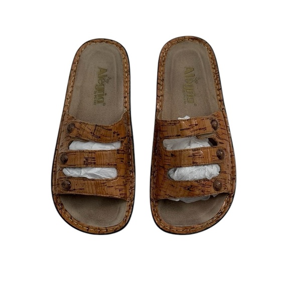Alegria Fiona Cork Pattern Leather Triple Strap Leather Comfort Sandals Size 37 - Picture 12 of 12